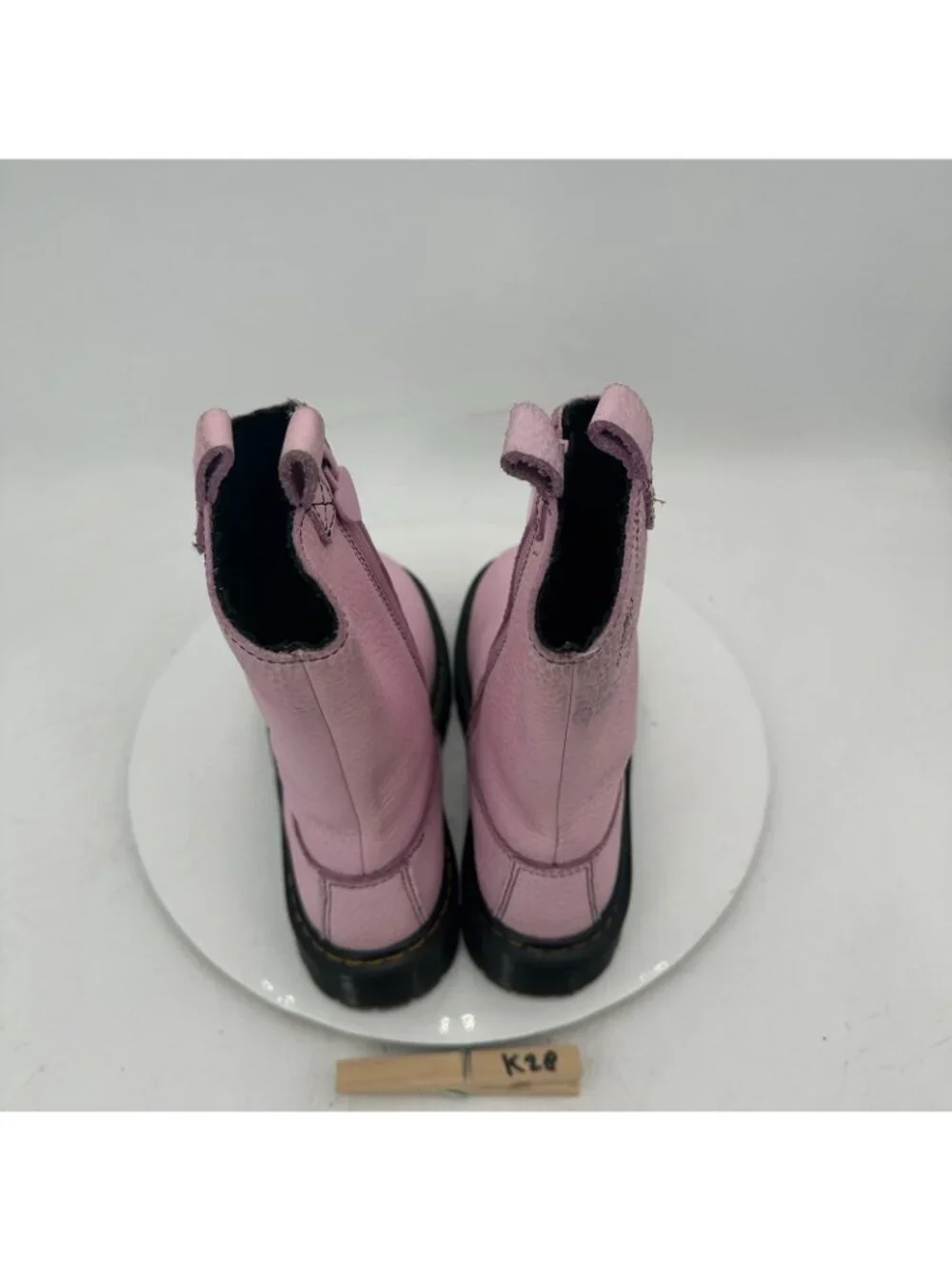 Dr Martens Bex Heart P-O Kids Girl Sz 3 Soft Pink Leather Pull On Side Zip Boot